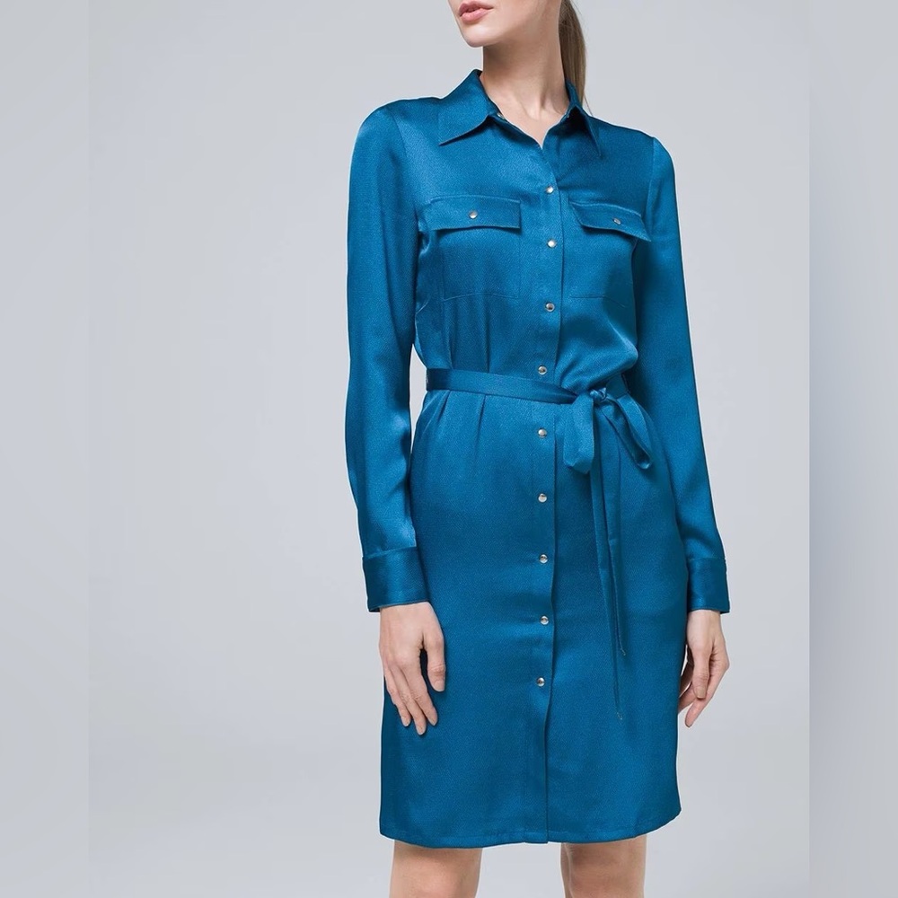 WHBM CHARMEUSE SHIRT DRESS